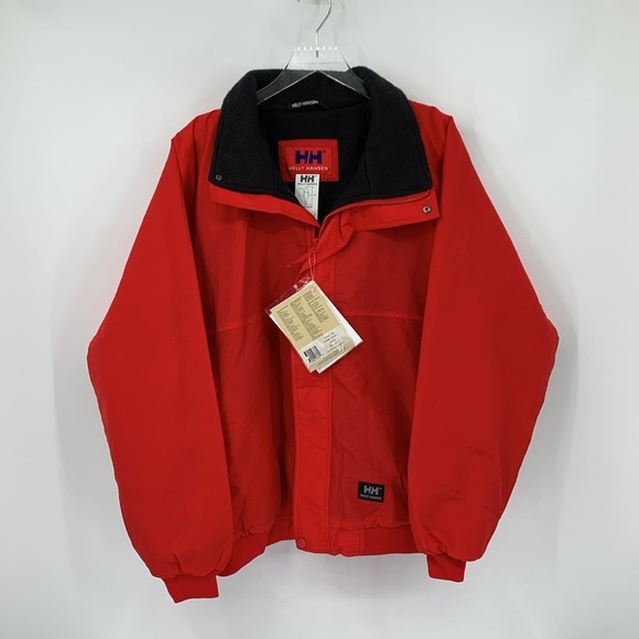 Helly Hansen Storm Jacket coat fleece lined zipper True red men nylon new Large - Picture 2 of 5